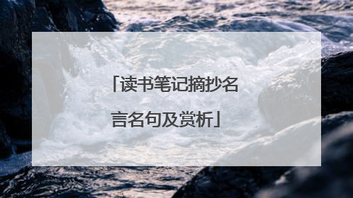 读书笔记摘抄名言名句及赏析