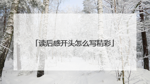 读后感开头怎么写精彩
