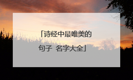 诗经中最唯美的句子 名字大全