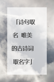 诗句取名 唯美的古诗词取名字