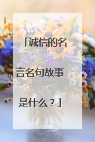 诚信的名言名句故事是什么?