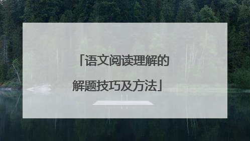 语文阅读理解的解题技巧及方法