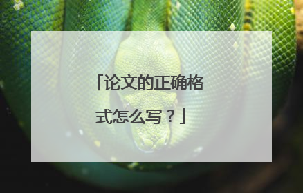 论文的正确格式怎么写?