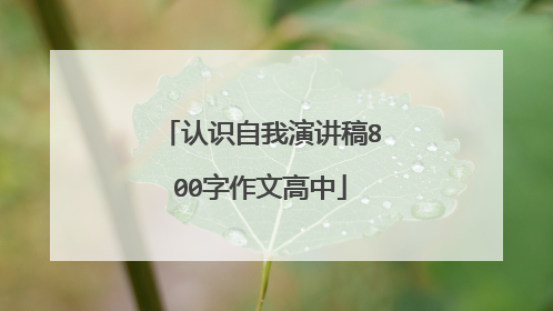 认识自我演讲稿800字作文高中