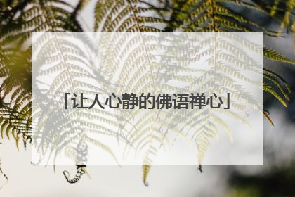 让人心静的佛语禅心