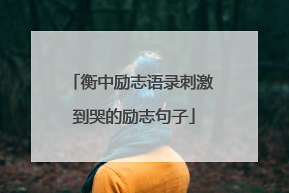 衡中励志语录刺激到哭的励志句子