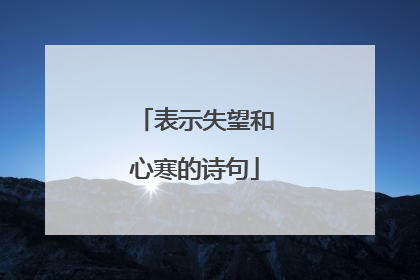表示失望和心寒的诗句