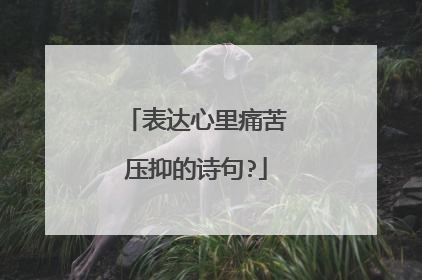 表达心里痛苦压抑的诗句?