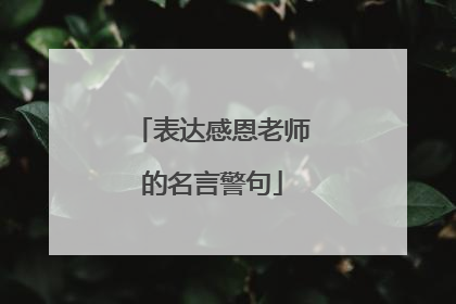 表达感恩老师的名言警句