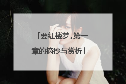 要红楼梦,第一章的摘抄与赏析