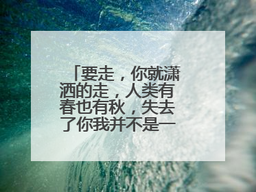 要走，你就潇洒的走，人类有春也有秋，失去了你我并不是一无所有。这是谁写的什么诗？