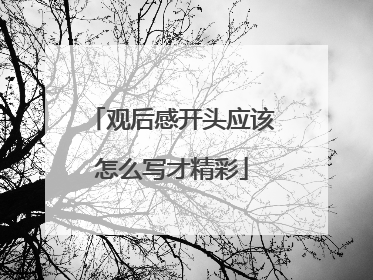 观后感开头应该怎么写才精彩