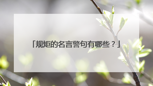 规矩的名言警句有哪些？