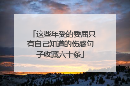 这些年受的委屈只有自己知道的伤感句子收藏六十条
