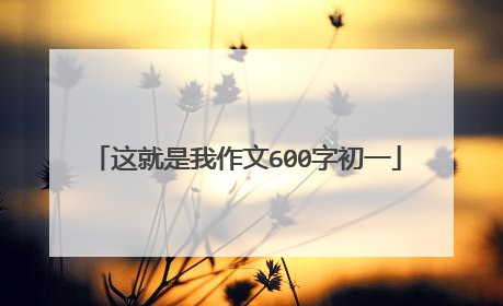 这就是我作文600字初一