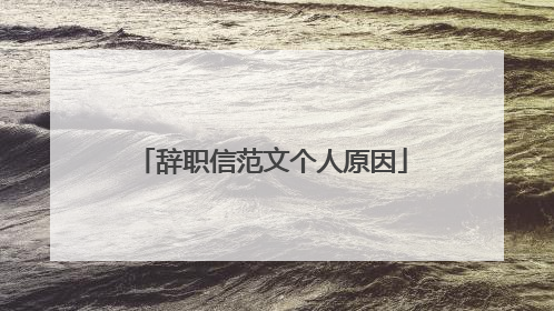 辞职信范文个人原因