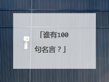 谁有100句名言？