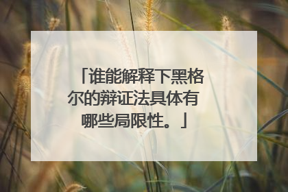 谁能解释下黑格尔的辩证法具体有哪些局限性。