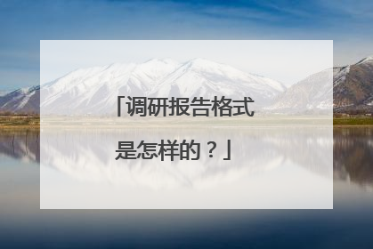 调研报告格式是怎样的?