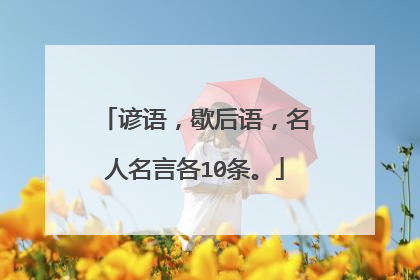 谚语，歇后语，名人名言各10条。