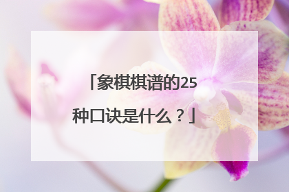 象棋棋谱的25种口诀是什么?