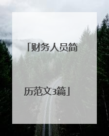 财务人员简历范文3篇