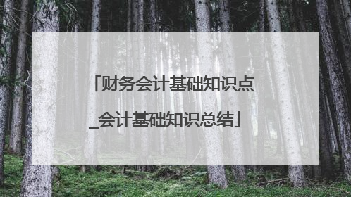 财务会计基础知识点_会计基础知识总结
