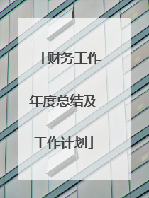 财务工作年度总结及工作计划