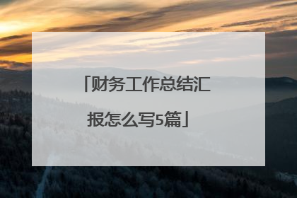 财务工作总结汇报怎么写5篇