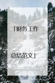 财务工作总结范文