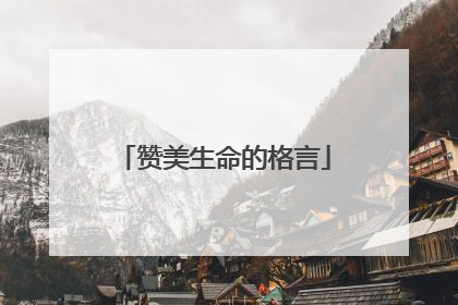 赞美生命的格言