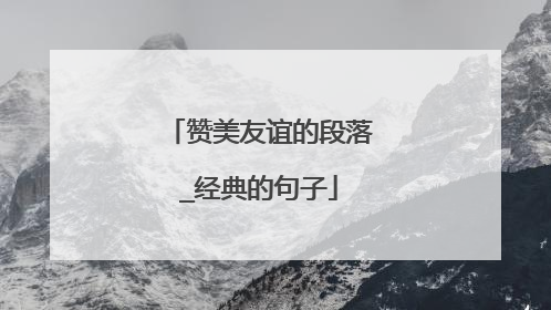 赞美友谊的段落_经典的句子
