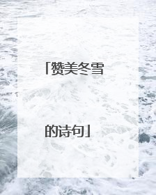 赞美冬雪的诗句