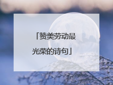 赞美劳动最光荣的诗句