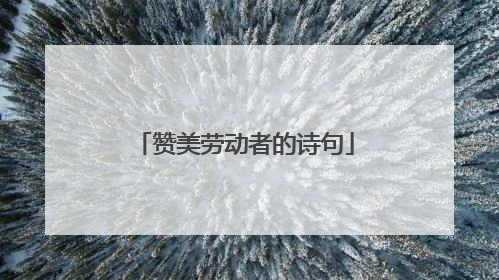 赞美劳动者的诗句