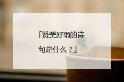 赞美好雨的诗句是什么？