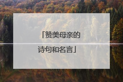 赞美母亲的诗句和名言