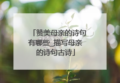 赞美母亲的诗句有哪些_描写母亲的诗句古诗