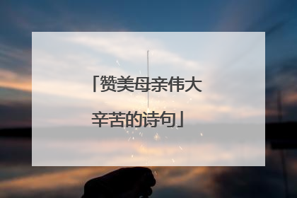 赞美母亲伟大辛苦的诗句