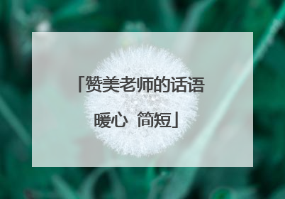 赞美老师的话语 暖心 简短