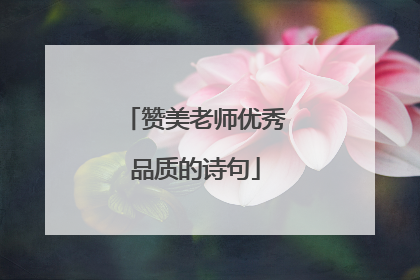 赞美老师优秀品质的诗句