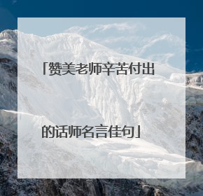 赞美老师辛苦付出的话师名言佳句