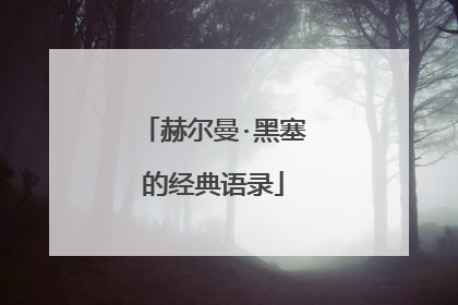 赫尔曼·黑塞的经典语录