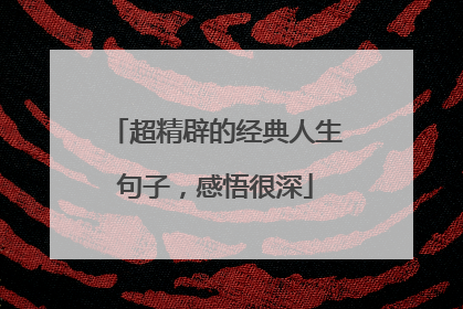 超精辟的经典人生句子,感悟很深