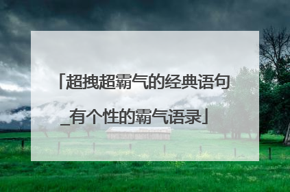 超拽超霸气的经典语句_有个性的霸气语录