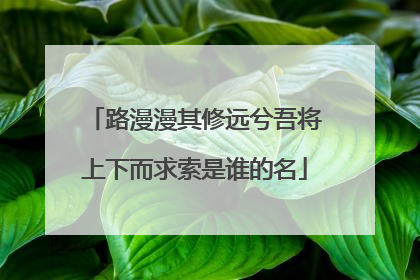 路漫漫其修远兮吾将上下而求索是谁的名