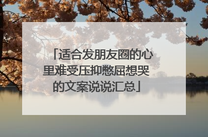 适合发朋友圈的心里难受压抑憋屈想哭的文案说说汇总