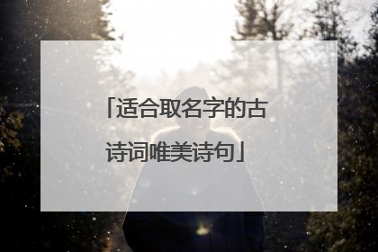 适合取名字的古诗词唯美诗句