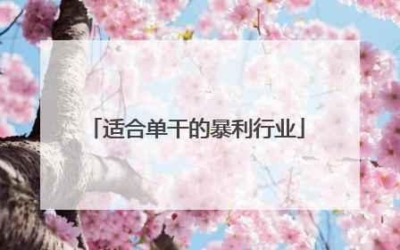 适合单干的暴利行业