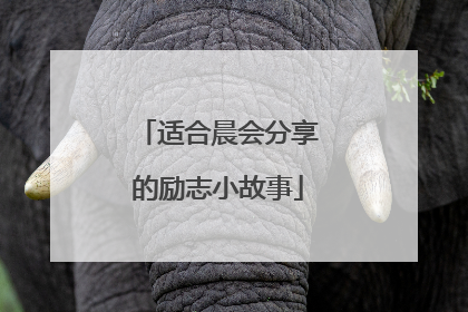 适合晨会分享的励志小故事